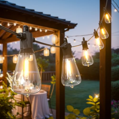 Kawaya IP65 LED Lichterkette Außen Strom 45M, 73+3 Bruchsicher Glühbirnen | Wasserdicht Outdoor Garten Lichterkette Aussen Warmweiss Aussen Lichterketten für Terrasse Balkon Hochzeit Party