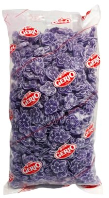 Gerio - Bonbons violets, fleurs violettes, sac de 1 kg - sans gluten