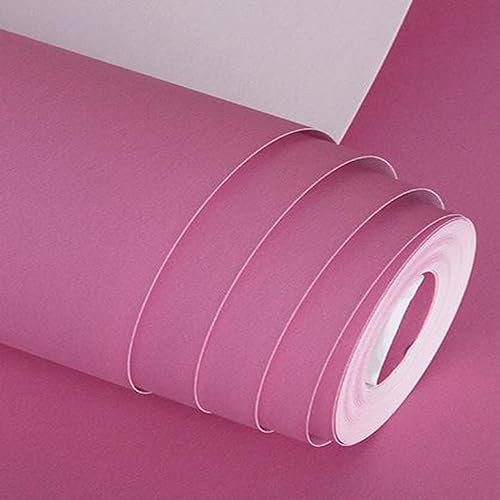 Zoomlie Pink Solid Color Wallpaper Waterproof Stain Resistant Decorative Wall Sticker Non-self Adhesive Living Room Bedroom Wallpaper (Pink 5)