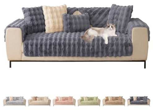 ShowyLive Sofa überzug Sofabezug 3/2/1/4 Sitzer Ecksofa L Form Sofaüberwurf Super Weiche Dicke Flauschige Couch Bezug Sofaschoner rutschfest Hund Katze (Dunkelgrau, 70 * 90 cm)