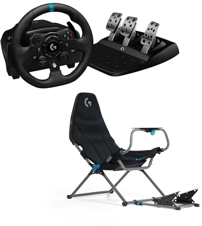 Logitech G G923 Rennlenkrad und Pedale, TRUEFORCE Force Feedback + Playseat Challenge X, Logitech G Edition – For Xbox X|S, Xbox One, PC, Mac – Schwarz