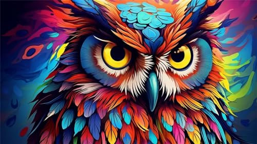 Diamond Painting Erwachsene, DIY 5D Öl Pastell Eule Diamant Painting Bilder Kinder, Basteln Erwachsene Weihnachten Diamond Painting Zubehör Set für Geschenk Herbst Deko Schlafzimmer(28.4x16in)-7o