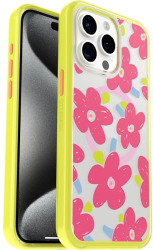 OtterBox Symmetry Clear MagSafe transparente Hülle für Apple iPhone 15 Pro Max, stoßfest, sturzsicher, schützende Hülle, 3X getestet nach Militärstandard, Whimsy Bloom