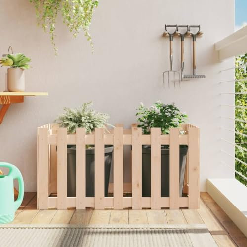 ARKEM Hochbeet Lattenzaun-Design 100x50x50 cm Massivholz Kiefer Vertikaler Garten Balkon Pflanzkasten