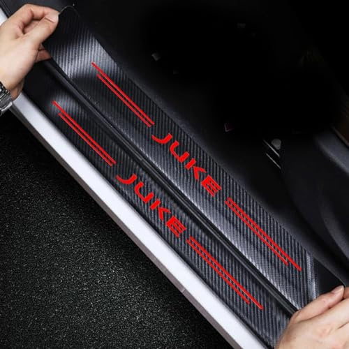 4 Pièces Seuil de Porte de Voiture pour Nissan Juke F15 F16, Autocollant de Protection en Fibre de Carbone Plinthes pour Auto (Rouge)