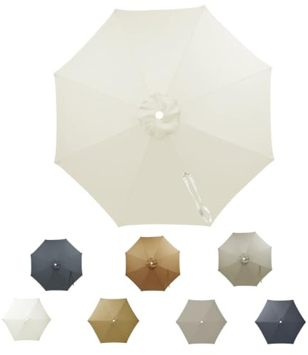 SANGOGO Housse de rechange pour parasol de marché, 3 m8, imperméable, avec pare-soleil,toile de rechange pour 8 baleines, baldaquin de rechange pour parasol d'extérieur