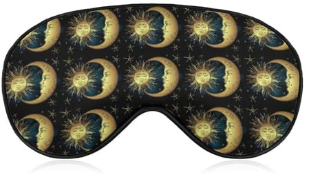 Schlafmaske für die Nacht, weicher BlockLight-Augenschutz, bequeme Schlaf-Augenmaske für Flugzeugreisen, Yoga, Nickerchen, kompatibel mit goldener Sonne, Halbmond, Stern
