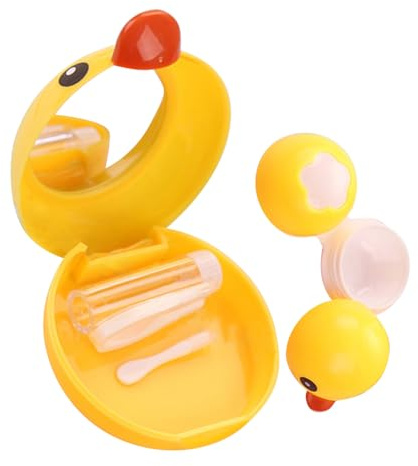 MYSUNBAR Kontaktlinsenbehälter, kleine Kontaktlinsen-Begleitbox, niedliche Pflegebox, gelbe Ente