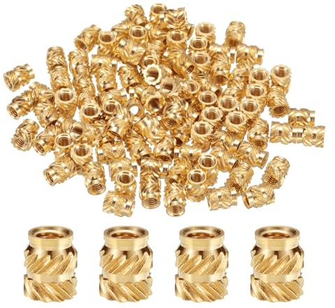 QUARKZMAN 50pcs M3 Inserts Filetés Écrous Moletés en Laiton Thermodurci M3x6mm, OD 5mm, Écrous en Laiton à Impression 3D Inserts Filetés Femelles Écrous