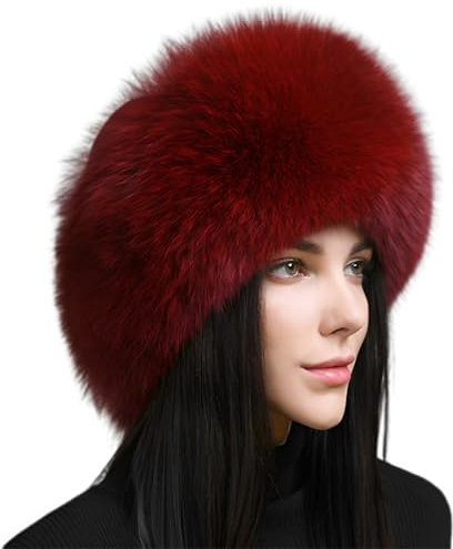 Aublinto Fellmütze Pelzmütze Damen Winddicht mütze Trappermütze Fellmütze Russenmütze Russische Skimütze Damenmütze Faux Fuchs Pelz Warm Weich Russische Kunstpelzmütze für Reisen Skifahren Wandern