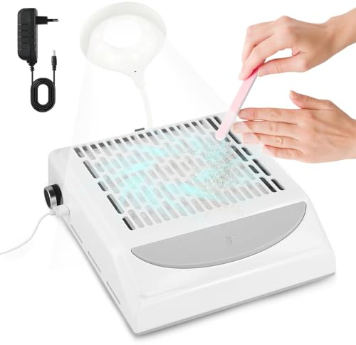 Staubabsaugung Für Nägel 100W Nagelstaubsauger Mit Wiederauff. Filter & USB, Starke Absaugung Nägel und Nail Dust Collector, Mit Drehbarer Saugkraft für Zuhause und Studio, Leicht zu Reinigen