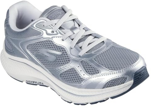 Skechers dam Go Run Consistent 2.0 Volt Sneaker, Grå läder silver trim, 39 EU