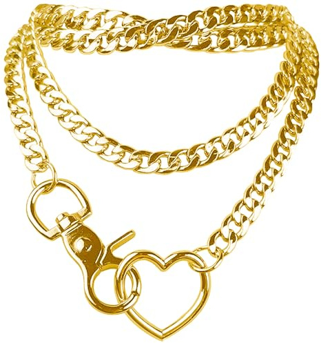 ZENGSING Punk Kette Choker Herz-Ring Anhänger Halskette, Punk Goth Herz Ring Choker Vintage Taille Kette, Gothic Herze Chokers Schmuck für Männer Frauen