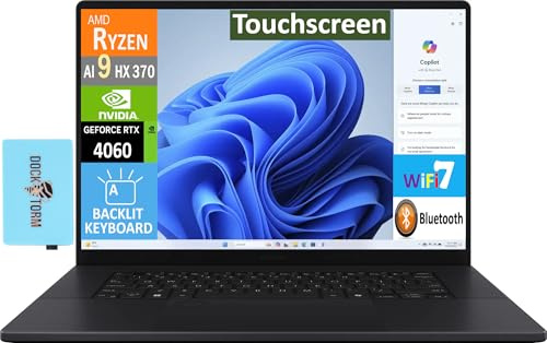 ASUS ProArt P16 AI Creator Laptop 16.0 Touchscreen OLED 4K Display (AMD Ryzen AI 9 HX 370, 32GB LPDDR5X, 2x2TB SSD (4TB), GeForce RTX 4060, Copilot+, Backlit KB, Win 11 Pro) w/DKZ USB Port Expander