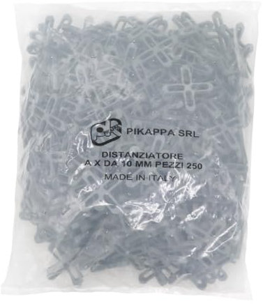 Pikappa 655 Distanziatore a croce da 10 mm per piastrelle e rivestimenti. Colore Grigio. Sacchetto da 250 pezzi