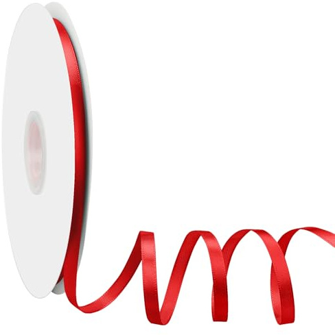 Satinband Schleifenband Rot, Dooozy 10mm 91m Geschenkband Dekoband, Stoffband für Verpacken Geschenken Weihnachten Hochzeit Dekorieren