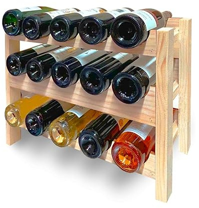 Casier à Bouteilles LA Quinzaine - Caisse a vin Bois capacité 15 Bouteilles sur 3 étages, Format Compact 54x23x39 [ Porte Bouteille vin ] (1, Standard)