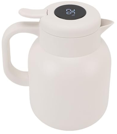 1500 Ml Rostfritt Stål Tepanna med Läckofast Lock, 24 Timmars Kvarhållningspanna, Varm Kall Retention Potten, Vakuumisolerad Tekanna med Infuser, en Hand Kaffe Dispenser (Vit)