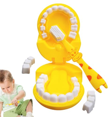 Jouet éducatif de brossage des dents - Brosse pédagogique, Girafe rigolote | Accessoire d’hygiène dentaire enfant, Outil de soins ludiques en silicone pour apprentissage autonome du nettoyage buccal