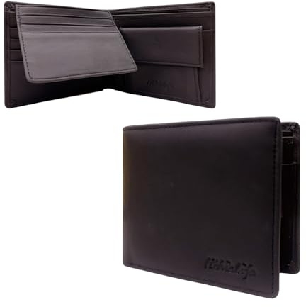 HiChiclife Coffee Leather Wallet for Men – RFID Blocking Slim Bifold Wallet with Coin Pocket & ID Window