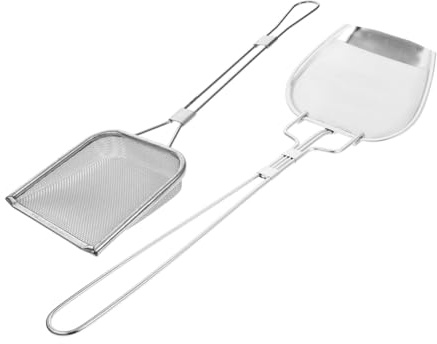 SMASOLO Stainless Steel Fryer Skimmer Oil Filter Scoop with Fine Mesh and Long Handle for Deep Frying Chicken Fries and Kitchen Grease Straining