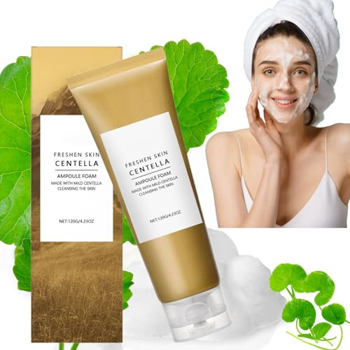 120g Madagascar Centella,Korean Face Wash,Madagascar Centella Ampoule Foam Cleanser & Serum,Acne-Prone Skin with Madecassoside, pH Balanced, Non-Drying, Gentle Foaming Centella Cleanser