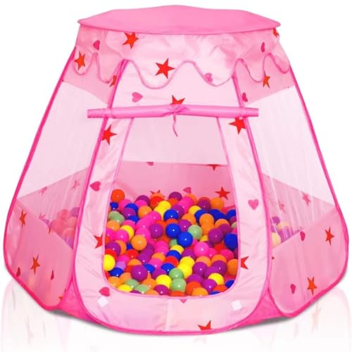 KAHEIGN Tenda da Principessa Pop-Up, 115CM x 90CM Tenda da Gioco Pieghevole Pallina da Principessa Rosa con Borsa per Trasporto per Bambini Animali Domestici Gioco Interno Esterno Gioco (Rosa)