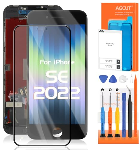 AGCUT LCD Screen for iPhone SE 2022 LCD Display for iPhone SE3 SE 3rd Gen A2783 A2595 A2785 A2782 4.7 Inch Replacement Screen 3D Touch Touchscreen Digitizer Assembly + Repair Kit (Black, Incell)