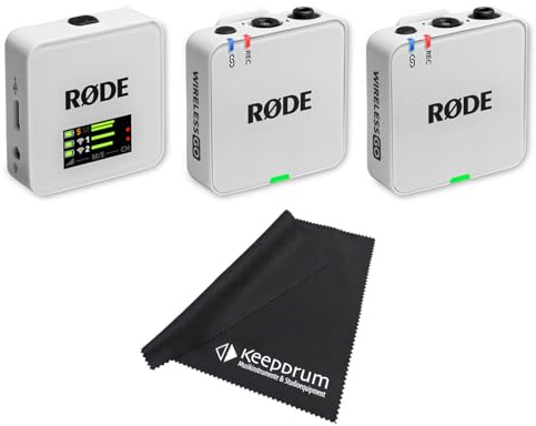 Rode Wireless GO Gen 3 Drahtloses 2-Kanal Mikrofon-Funksystem Weiss mit keepdrum Mikrofasertuch
