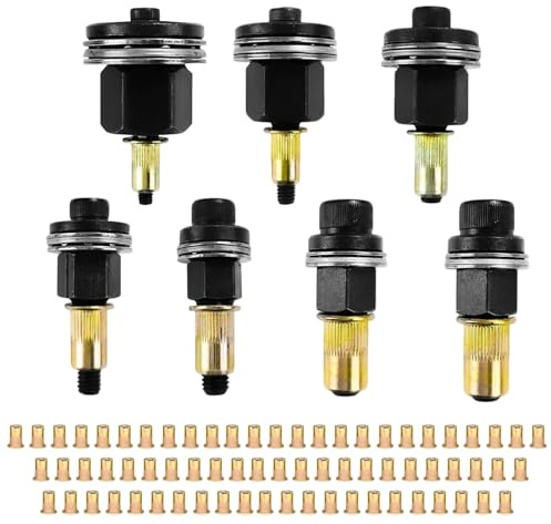 7 Piezas Remaches Roscados Remachadora Manual de Cabezales Kit,M3 M4 M5 M6 M8 M10 M12 Remachadora de Tuercas Accessori,Juego de Cabezales para Remachar a Mano (con 70 nueces)