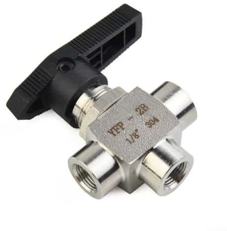 Oniissy Stainless Steel 3 Way Ball Valve - BSPP 1/8, 1/4, 3/8, 1/2 Female Thread - Valve Pipe Flows Control For Water Gas Air Oil(G3/8)