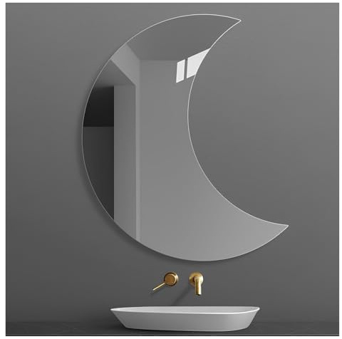 XUQQU Specchi da Parete in Vetro HD, Specchio Bagno A Mezzaluna Senza Cornice, Specchio da Trucco Decorativo per Camera da Letto, Soggiorno, Regali per Donna(60 * 80cm/23.6 * 31.4in)