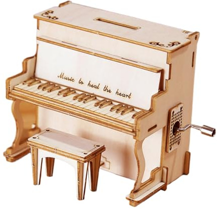 Kit De Construction De Modèle De Piano Boîte À Musique Et Tirelire en 3D, Puzzle en Bois Maquette À Assembler pour Décoration De Bureau Adulte