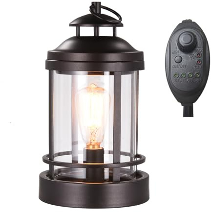 DICIMI Electric Wax Melt Burner with Timer & Dimmer, Vintage Candle Warmer Wax Burner Electric with Edison Bulb Night Light, Oil Burner for Home UK Plug