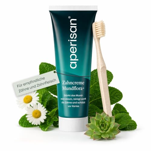 aperisan Zahncreme Mundflora+, milde Zahnreinigung, vegan, 75 ml | mikrobiomfreundliche Zahnpasta, für empfindliche Zähne, stärkt Zahnfleisch, Zahnschmelz & Mundflora, ohne scharfe Tenside