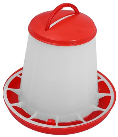 Artibetter Mangeoire Automatique à Volailles Grosse Capacité 1.5kg en PP Rouge avec Couvercle, Alimentation Automatique Minimisant la Fréquence de Remplissage, pour Canards et Oies