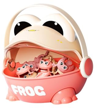 DuskHaven Hüpfende Frösche, Hüpffrosch Spielzeug, Mitgebsel für Partys, Lustiges Spielzeug Zum Drücken mit Den Fingern, mit Box für Kinder, Fürs Klassenzimmer, Rosa