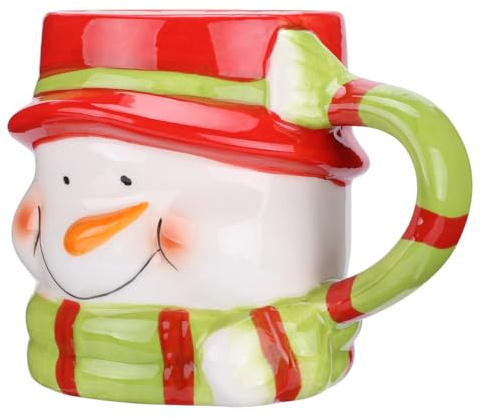 DINHEAROM Weihnachtstasse Schneemann aus Keramik 1 Stück Kaffee und Milchbecher Passend für Weihnachtsfeiern Cafés und Restaurants Zufällige Farbe