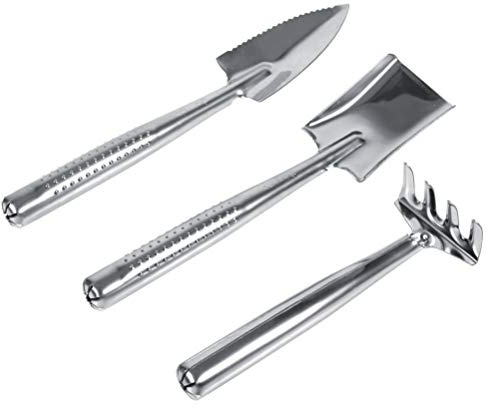 Haofy Set di Cazzuole da Giardino 3 Pezzi Mini Forchetta per Erbacce in Acciaio Inossidabile e Set di Utensili Manuali per Cazzuola per Trapianto per Giardiniere, 8,9 Pollici (SILVER)