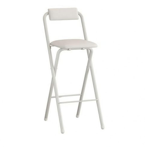 MotiveTech Sgabello Alto Pieghevole con Schienale Compatto Sgabello da Bar Pieghevole con Schienale Portatile Mobile per Bancone, 70cm, Bianco