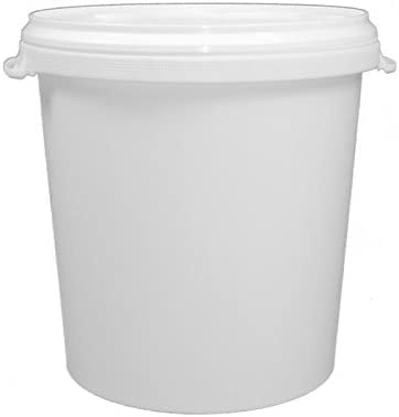 plasteo 30 Liter Kunststoffeimer Lebensmittelecht Lagerbehälter mit Schnappverschlussdeckel Hobbock 2er-Set