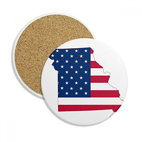 DIYthinker Missouri USA Karte Amerikanische Flagge Flagge Form Stein Getränk Keramik-Untersetzer für Becher-Schalen-Geschenk 2pcs Mehrfarbig