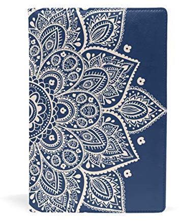 EZIOLY Hippie Henna Mandala Bucheinband, dehnbar, passend für die meisten Hardcover-Lehrbücher bis 22,1 x 14,7 cm, klebstofffreier Stoff, einfach anzubringen, waschbar und wiederverwendbar