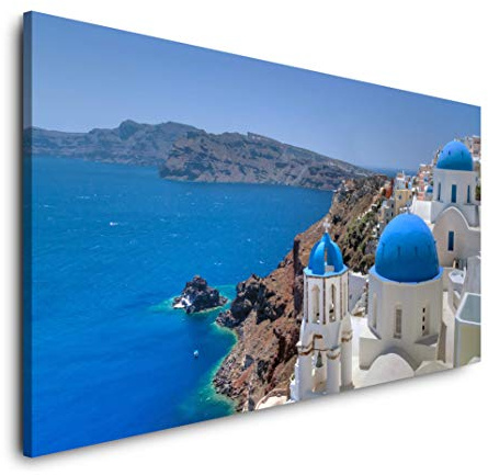 Griechenland Kirche 120x 60cm Panorama Leinwand Bild XXL Format Wandbilder Wohnzimmer Wohnung Deko Kunstdrucke