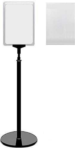 12 Plakatständer DIN A5 Rahmen transparent mit U-Tasche, Teleskopständer mit schwarzem Kunststofffuß, höhenverstellbar bis 58 cm, Aufsteller, Kundenstopper