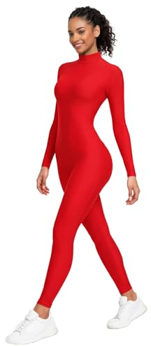 OVIGILY, Langärmeliger Tanzanzug für Erwachsene, Hoher Halsausschnitt, Ganzkörperanzug, Spandex, Catsuit
