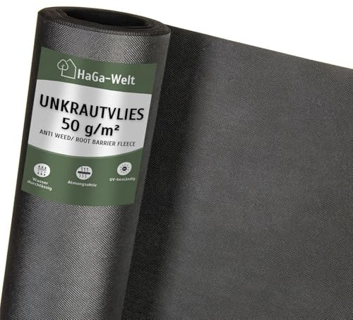 HaGa® Gartenvlies 2m x 20m - 50 g/m² Unkrautvlies für Mulch- oder Gemüsebeet - wasserdurchlässiges Pflanzenvlies - Unkrautschutz im Garten