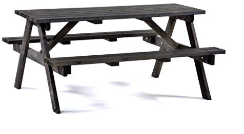 BrackenStyle Chester 6 Seat Picnic Table, 150cm Length, Dark Grey | A Frame Pub Bench, Outdoor Garden Seating