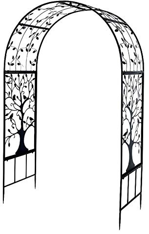 Garten-Rankbogen Eisen 214 cm Hochzeit Rosenbogen Kletterpflanzen | Schwarzes Metall, zum Einstecken in den Boden, für Kletterpflanzen und Efeu, inklusive Montagezubehör, für Außenbereiche