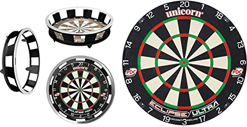 Unicorn Solar Flare Dartboard Surround mit integrierter Beleuchtung & Eclipse Ultra Professional Bristle Dartscheibe, Einheitsgröße, Schwarz, 79900